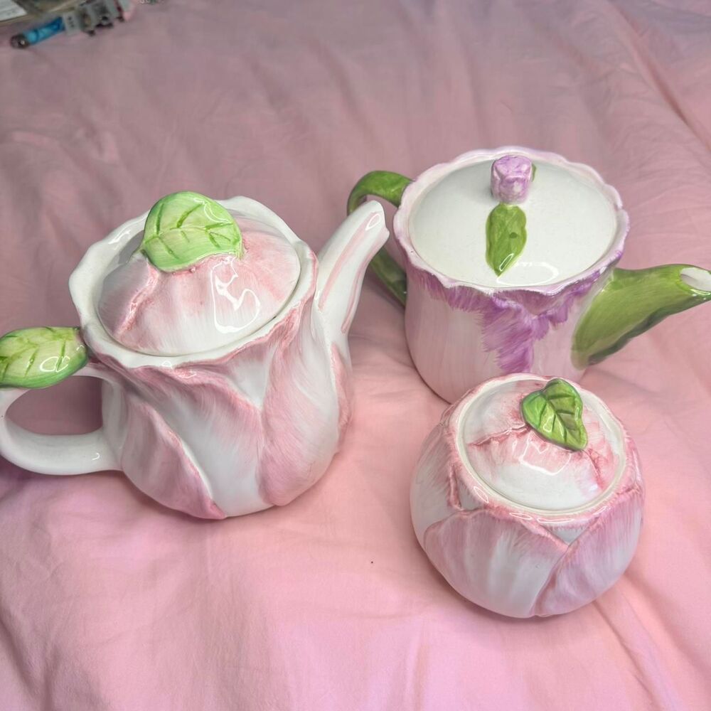 Pink and White Tea Set